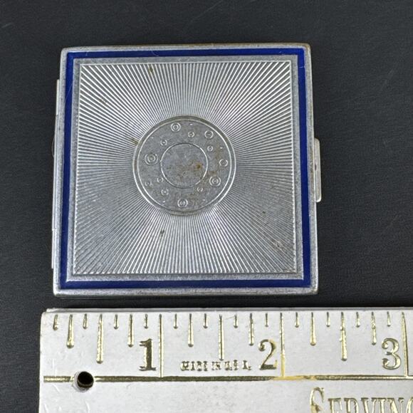 Vintage Bourjois Silver Tone Art Deco Compact Evening in Paris Vanity - Picture 3 of 9